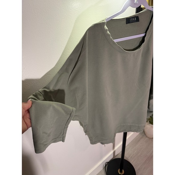 SAGA italy boxy fit yoga pullover 3/4 sleeve high quality jersey easy wear M/L - Picture 3 of 5